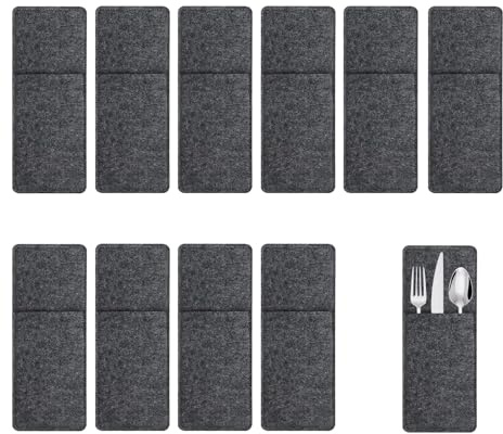 WQNNQW 10 Stück Bestecktaschen, Bestecktasche Filz, Besteckhalter Filz,Camping-Bestecktasche, Reisebestecktasche, TragbareBestecktasche, Besteckzubehör