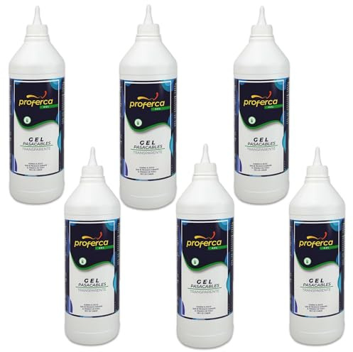 6 Botes de Gel Pasacables Transparente de 1000ml Lubricante Profesional | Lubricante para el Tendido de Cables, No mancha, Inoloro e Incoloro