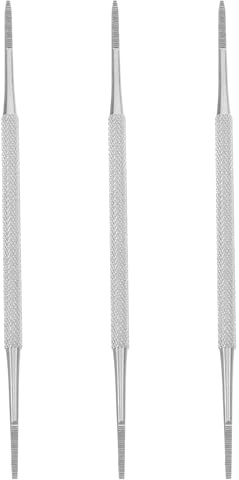 MOTHNUR Lot de 3 Cure-ongles en Acier Inoxydable Cuillère à Cuticules Double Face, Grattoir à Cuticules Antidérapant pour Manucure et Pédicure, Kit Portable pour Soins des Ongles
