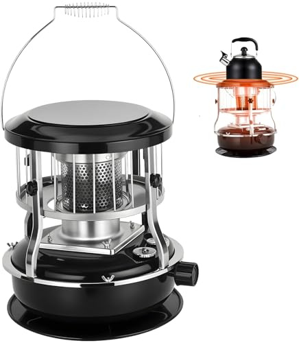 9000 BTU Kerosene Heater - 2-in-1 Portable Kerosene Heater and Stove for Indoor & Outdoor Use, Non-Electric Small Heatesr for Camping, Hunting, Home and Emergency Preparedness (Black)