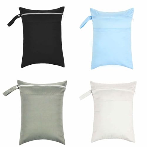 Baby Wet Dry Bag with Stylish Design Dual Compartments for Travel and Gym, Washable Reusable Diaper Bags for Eco-Conscious Parents, 4PCS (4PCS 30 * 40cm)