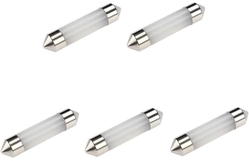 LED 12V Soffitten 39 mm Cob Röhre milchig Innenraum PKW Lampe Auto Ersatz Beleuchtung warmweiß kaltweiß weiß (kaltweiß, 5 Stück)