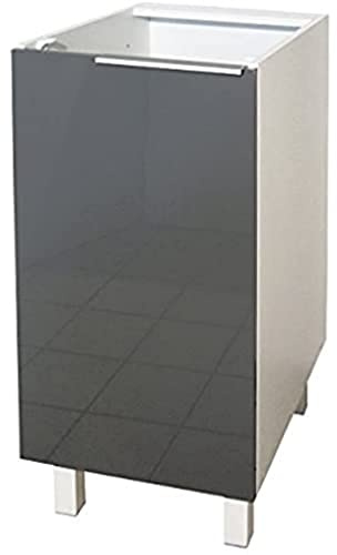 Berlenus CP4BG Meuble Bas de Cuisine 1 Porte Gris Haute Brillance 40 cm