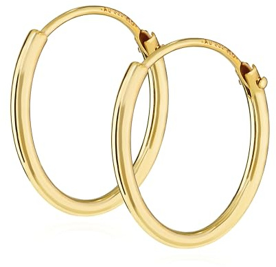 NKlaus Creolen für Herren aus 333 Gelbgold, 8 Karat, Stärke 1,3mm, 2 Stück | Außendurchmesser wählbar
