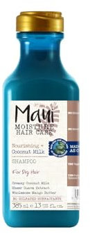 Maui Moisture Shampoo Idratante Nourish & Moisture + Coconut Milk, Shampo naturale e vegano con latte di cocco per capelli secchi e crespi, Shampoo senza solfati, siliconi o parabeni, 385 ml