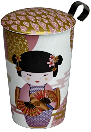 TEAEVE Geisha rosa porslin tekanna 350 ml med rostfritt stål sil och lock
