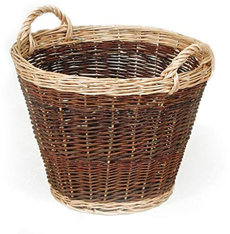 Weidenprofi Weidenkorb, Holzkorb zweifarbig aus Weide, rund mit Henkel - Größe: Ø 37-55 x 33 cm hoch