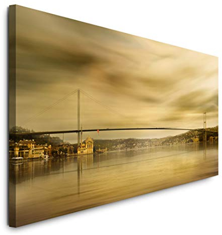 Paul Sinus Art GmbH Istanbul Brücke 120x 50cm Panorama Leinwand Bild XXL Format Wandbilder Wohnzimmer Wohnung Deko Kunstdrucke