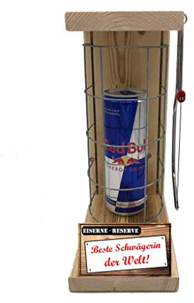 Weihnachten Geschenk für Schwägerin Geschenkidee Red Bull Eiserne Reserve Gitter incl. Notsäge Text rot Beste Schwägerin der Welt Energy Drink (1 x 0.473 l)