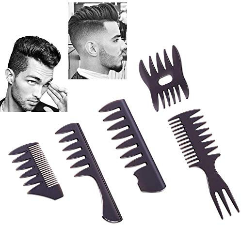 Set di pettine per capelli Pettine per parrucchiere Salon Barber 5 pezzi Spazzola per capelli professionale Taglio di capelli da parrucchiere retrò Accessorio per Uomo Ragazzo Gentiluomo