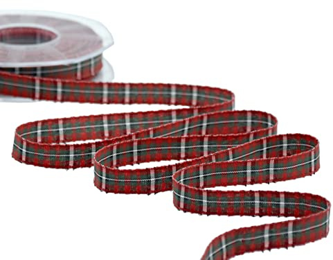 Furlanis - Tartan Satin, Weihnachtsband, Italienischer Stoff - Rot, 11 mm x 25 m