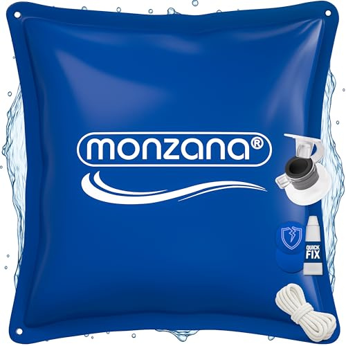 MONZANA® Poolkissen Winter XXL 240x200cm Chlorbeständig Seil PVC Verstärktes Material bis -20°C Doppelnaht Sicherheitsventil 4 Ösen Luftkissen Pool Abdeckung | mit Seil PVC Verstärktes Material bis -20°C Doppelnaht 6 Ösen Luftkissen Pool Abdeckung Boston Sicherheitsventil