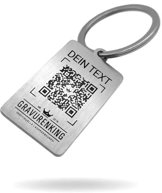 Edelstahl Schlüsselanhänger mit QR-Code - Lasergravur - langelebiger Edelstalanhänger