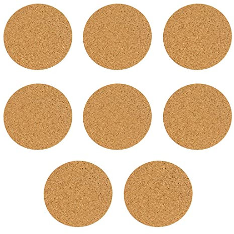 WeddHuis 8x Dessous-de-Verre en liège - Dessous-de-Plat résistant à la Chaleur - Dessous-de-Bouteille Non propagateurs de Flammes (Rond)