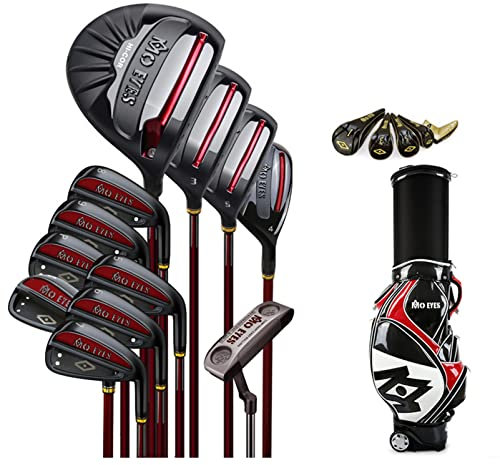Golfschläger-Set für Herren, Titanlegierung, hoher Rückprall, komplettes Set, 12 Sets, einschließlich 3 Hölzer, 7 Eisen, 1 Putter, 1 Eisenholz, 1 Tasche, geeignet für Golf zu Hause im Freien (Farbe: S
