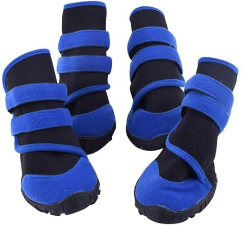 YPDOPORA Hundeschuhe Für Kleine, Mittelgroße Und Große Hunde, rutschfeste Hundeschuhe Für Hartholzböden, Wandern, wasserdichte Hundestiefel Für Verschneite, Regnerische Wintertage,Blau,XXL