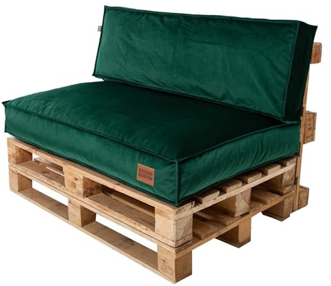 GoldenGroup Gartenset Kissen für Palettenmöbel Flaschengrün - Polsterstoff - Langlebiges und Wasserdichtes Material - Sitzkissen 120cm x 80cm x 15cm, Rückenkissen 120cm x 40cm x 15cm