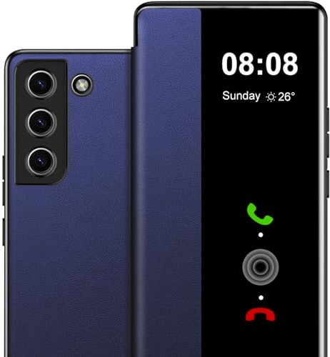 Handyhülle für Samsung Galaxy S23 Hülle S View, Clear View Flip Leder für Samsung S23 5G Hülle, Luxus Extra-Dünn Stoßfest Kratzfest Schutzhülle Cover Case Tasche