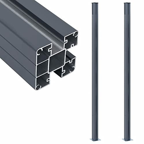 ZEYUAN Zaunpfosten 2 STK. Dunkelgrau 185 cm Aluminium, Zaunpfähle, Metallpfosten, Zaun-pfosten, Zäune Aus Metall, Wildzaun Pfosten