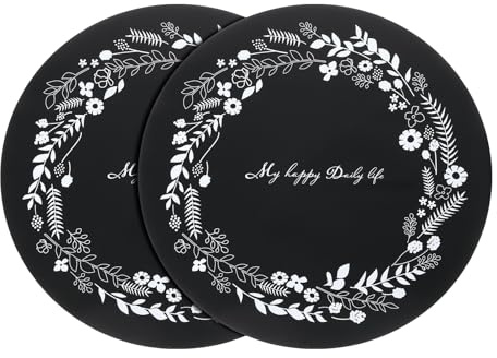 sourcing map 2pcs Induction Cooktop Protector Mats, Induction Stove Protector Multifunctional Silicone Mats for Induction Stove, Microwave Mat, Trivet, Flower Pattern (Black)