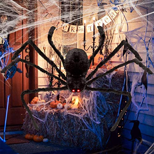Riesige spinne, 200 Cm Große Hängende Spinnendekoration, Schwarze Spinne für Halloween-Innen- und Außendekoration, Halloween-Party-Requisiten (Schwarz)