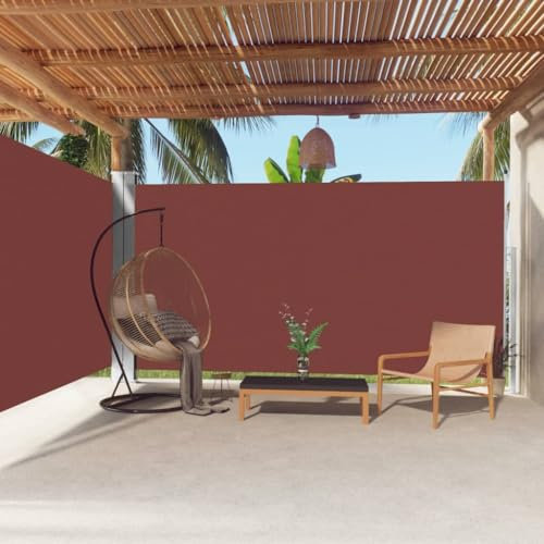 TJROO Tenda da Sole 200x600 cm Separe Divisorio Esterno Retrattile Tenda Paravento Laterale Parasole Paravento Laterale Paravento per Balcone Anti UV PatioMarrone Tessuto Avvolgimento Automatico