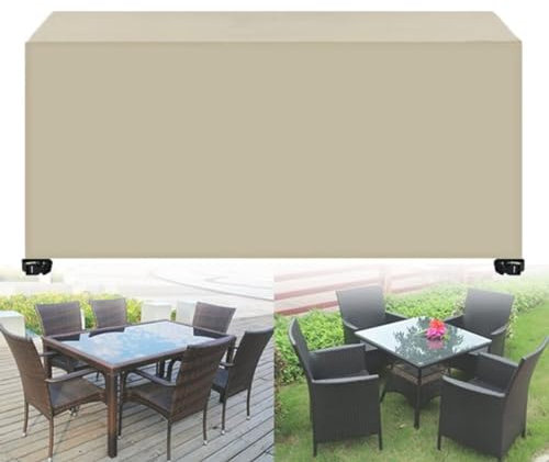 nvdsivee Housse Salon de Jardin Imperméable Housse de Protection de Chaise Table Exterieur Rectangulaire Bâche Salons de Jardin 420D Oxford Tissu Anti-UV Couverture de Meubles Beige 180x100x75cm