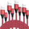 4Pack USB C Charger Cable 1M+1M+2M+2M Type C Charger Cable Fast Charging 3A Nylon Braided USB C Cable for iPhone 15 Plus Pro Max, Samsung Galaxy S24/S23/S22, Huawei P40/P30, Google Pixel (Red)