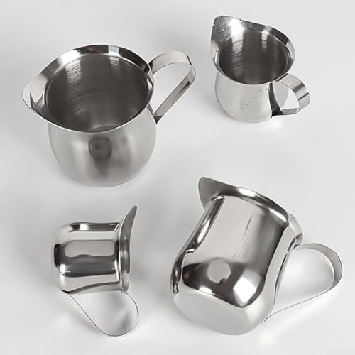 Bricco per latte in acciaio inox per schiumare e versare il caffè latte, disponibile in diverse dimensioni (90 ml)