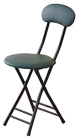 Sgabello pieghevole con schienale alto, 47 cm, compatto e resistente, rotondo