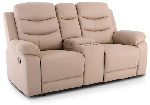 Raburg Pixx Fernsehsessel, 2 Personen, Mikrofaser, Liegefunktion, Beige | manuelle Relaxfunktion, Komfort-Polsterung, Getränkehalter, Snackfach, Easy-Lift, Belastbarkeit ca. 130 kg, für 2 Personen