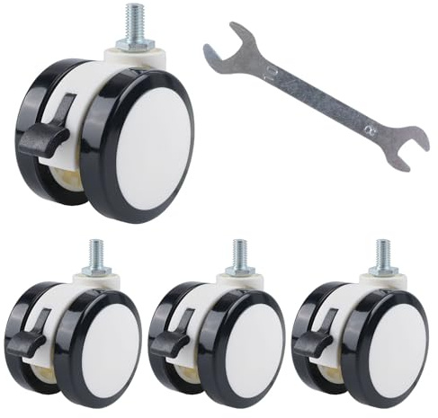 INCREWAY Caster Wheels with Brake, 4PCS Swivel Castor Wheels M8 Threaded Stem Nut and Spanner tem Casters Replacement for Standing Desk Chair