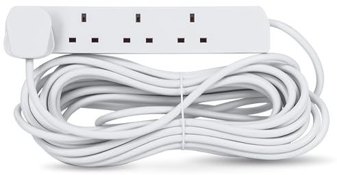 STATUS 4 Socket Extension Lead, 10m Cable 13A Power Strip for Home, Office or School, White (4WS10MCP10)