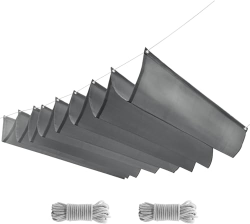 Tenda da sole impermeabile retrattile a onde - Baldacchino parasole UV con occhielli e cavo, copertura regolabile per pergola da esterno per patio, balcone, terrazza, giardino, cortile (grigio scuro