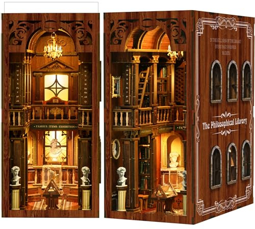 LUMYCE Book Nook Kit für Erwachsene Holzpuzzle DIY Miniatur Haus 3D Puppenhaus - Buchstütze für Bücherregal Deko mit Led Licht Kreatives Geschenk für Leser