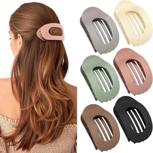 xlwen 6 couleurs barrettes, barrettes pour femmes aux cheveux fins, barrettes à pince, grandes barrettes plates antidérapantes, barrettes plates pour femmes, barrettes plates pour femmes pour tous les