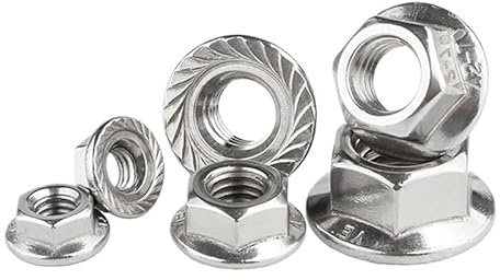 304 Edelstahl Sechskantflansch gezackte selbstsichernde Mutter M3 M4 M5 M6 M8 M10 M12 M16 M20(M16 X 2pcs)