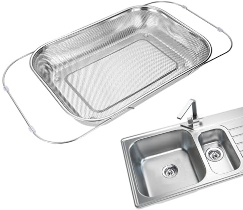 Oltre lo scolapasta del, cesto filtro in acciaio inossidabile per un facile drenaggio, cestino a maglie fine con design regolabile, filtro cucina pieghevole per lavaggio, pasta, frutta,