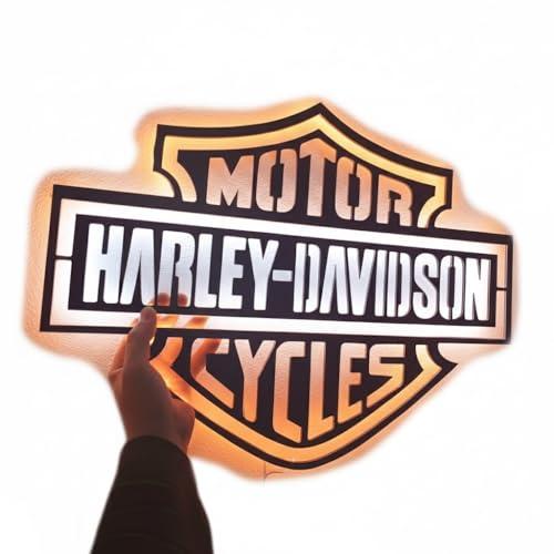Letrero vintage motos harley americanas iliminado en led neon de bajo consumo - Cartel para colgar en la pared moteros logotipo personalizable
