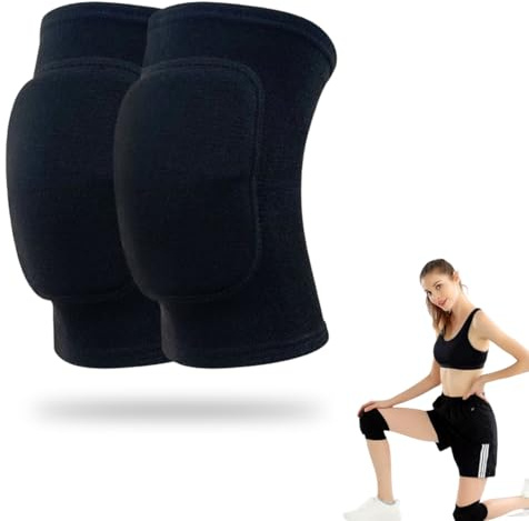 2PCS Knieschoner Volleyball Elastizität Knieschoner Tanzen Atmungsaktiv | Knieschützer Volleyball Dehnbar Kniebandage Damen Kniepolster Verdickter Schwamm für Handball Mountainbiking (M)