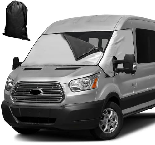Externe thermische Windschutzscheibenabdeckung für Ford Transit Custom 2012–2022, wasserdichte Frontscheibenabdeckung, Windschutzscheibe, Verdunkelung, Schnee, Eisschutz, Staub, Sonne