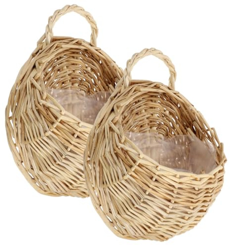 Toyvian 2pezzi Cesto da Parete in Rattan Intrecciato da Cesto Decorativo per Fiori da Appendere Fioriera Leggera per Interni Organizzatore per Piante Secche e Accessori