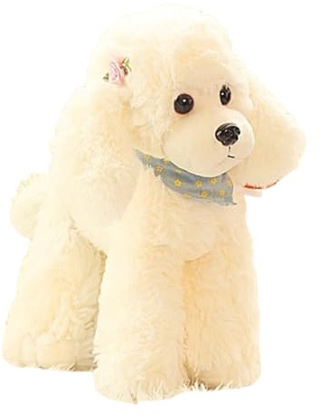 Xiyocadt Realistischer Hund, Stofftier, Spielzeug, Bezaubernd,Hund Kuscheltier Mit Schal Kawaii Tier PlüSch Puppe Pudel PlüSch Hunde Dog Geschenk FüR Kinder MäDchen (20cm,Weiß)