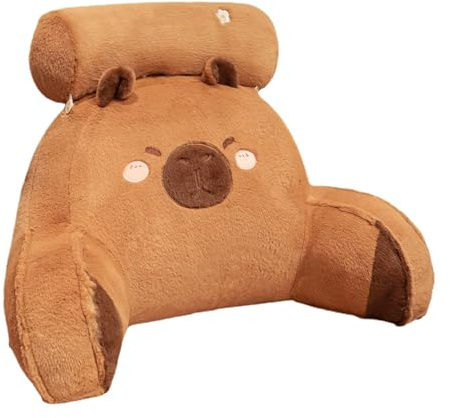 Capybara Lesekissen Fürs Bett, 60X40CM Capybara Plüsch Kuschelkissen, Niedliche Wasserschwein Kuschel Lesekissen Rückenlehne Mit Nacken Armstütze, Bequem Weich Wasserschwein Rückenstütze Kissen