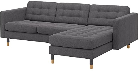 ProTuning LANDSKRONA 3-Sitzer Sofa mit Chaiselongue/Gunnared Dunkelgrau/Holz