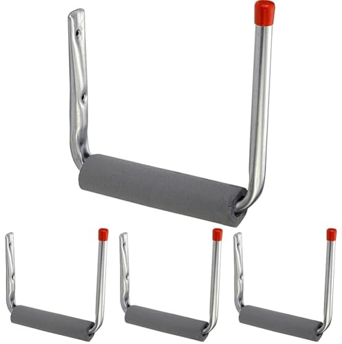 Connex Surfbretthaken 235 x 210 x 205 mm - Belastbar bis 15 kg - Mit Schaumstoffüberzug & Gummikappe - verzinkt/Montagehaken für Garage/Werkstatthaken/Ordnungshelfer / DY222011, Silber