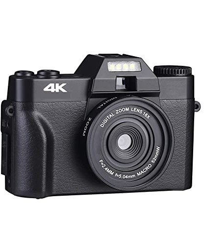 Appareil Photo numérique, Appareil Photo numérique Compact 4K Web Cam Vintage Vlog Video Recorder 48MP Streaming Camcorder 3quot;Retourner l'écran(Standard,NO Wide Angle Lens)