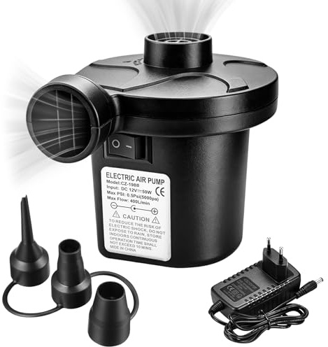 Herbst Herbst Elektrische Luftpumpe, Inflate und Deflate Elektrische Pump mit 3 Größen Luftdüse, Luftpumpe Luftmatratze für Schwimmring/luftmatratzen/Aufblasbarer Pool