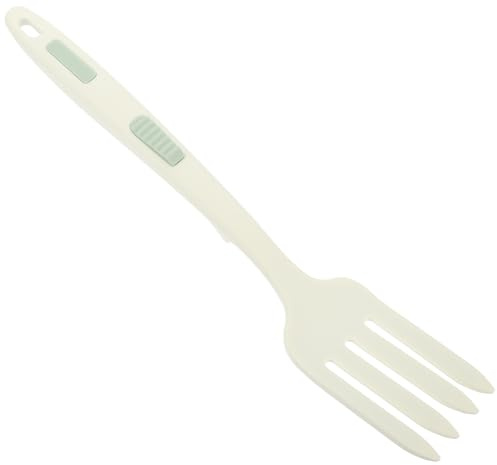 FRCOLOR Tenedor de Cocina Grande de Silicona Verde Oliva, Tenedor para Servir Pasta Ergonómico y Lavable, Horquilla Multifunción Antiadherente para Espaguetis y Fideos Fritos, Utensilio