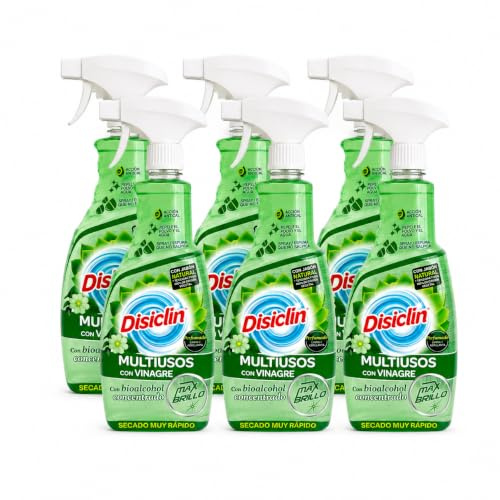 Disclin Limpiador Multiusos Max Brillo con Vinagre Spray 750 ml | Pack 6 unidades | Limpieza Hogar | RASMACOR